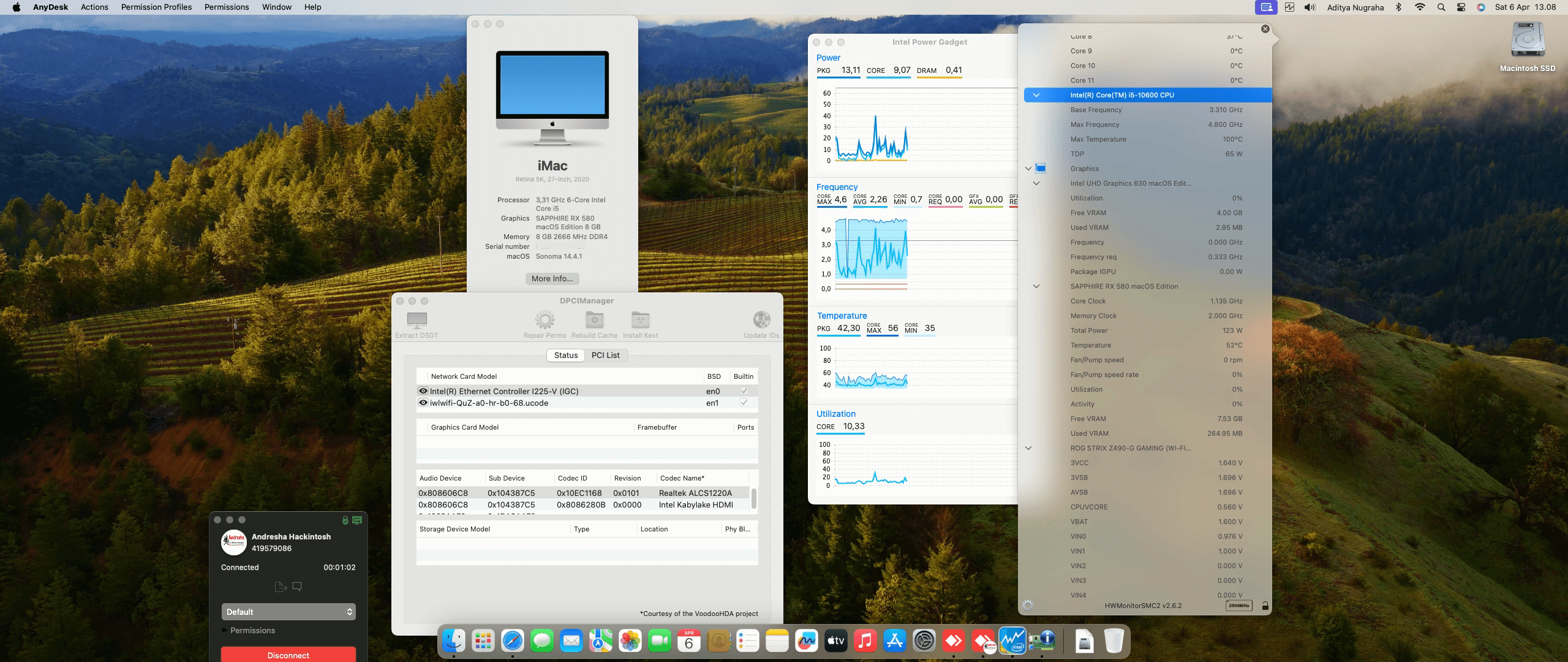 Success Hackintosh macOS Sonoma 14.4.1 Build 23E224 in Asus ROG Strix Z490-G Gaming (Wifi) + Intel Core i5 10600 + Sapphire RX 580